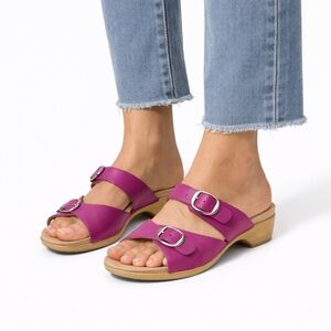 Dansko Veda Leather Slide Sandals – Magenta 41 /11